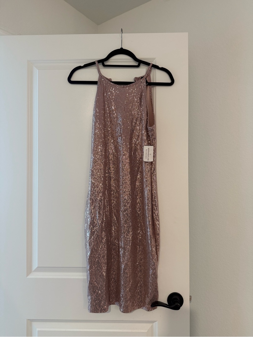 Windsor Rose Gold Sequin Midi Slip Dress